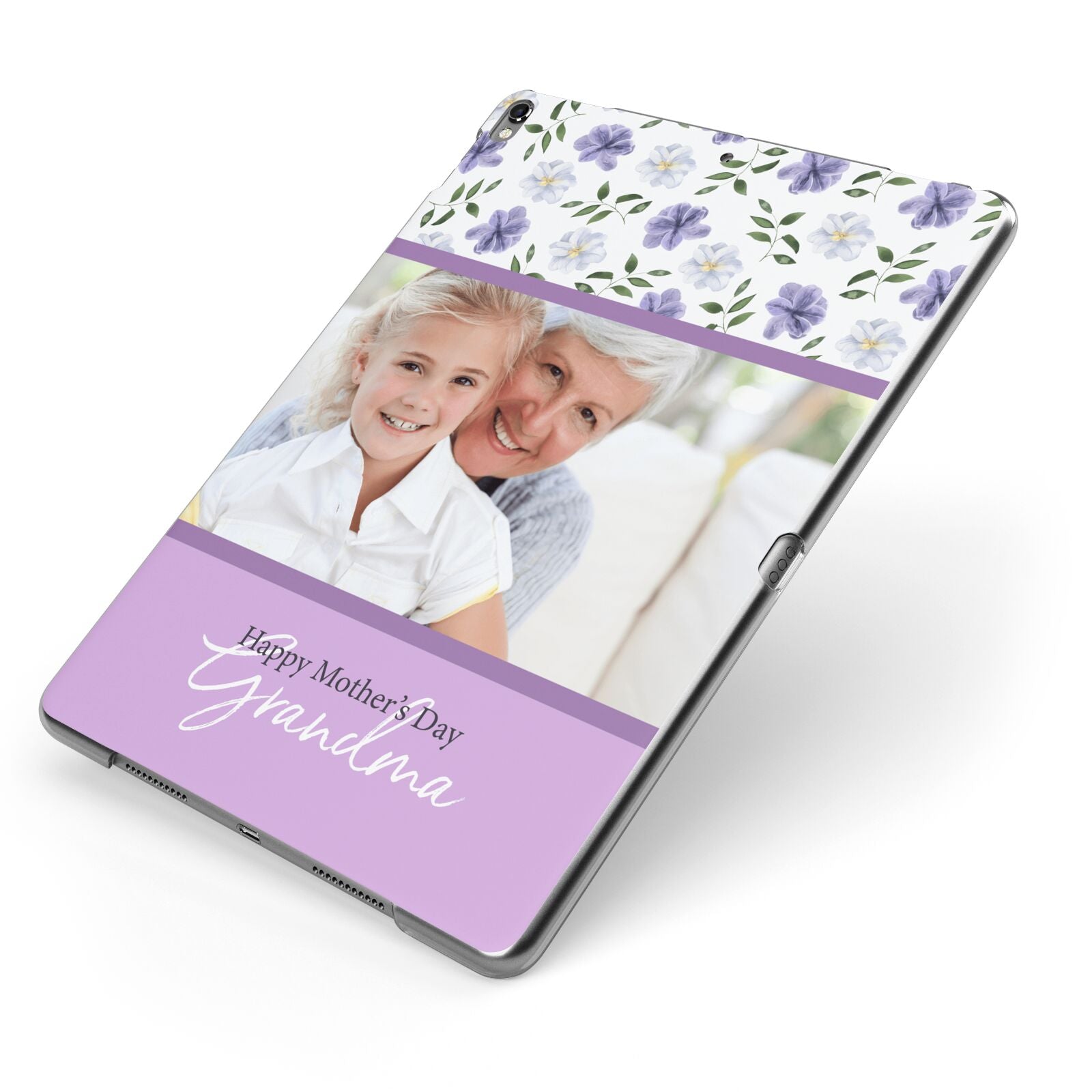 Personalised Grandma Mother s Day Apple iPad Case on Grey iPad Side View