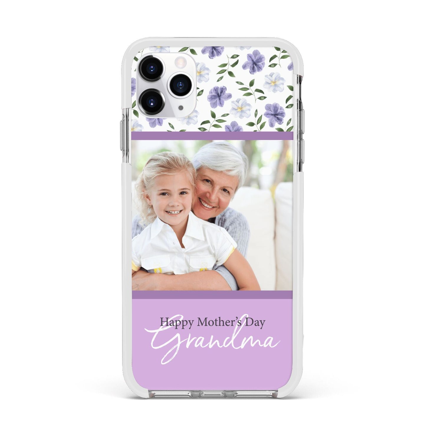Personalised Grandma Mother s Day Apple iPhone 11 Pro Max in Silver with White Impact Case