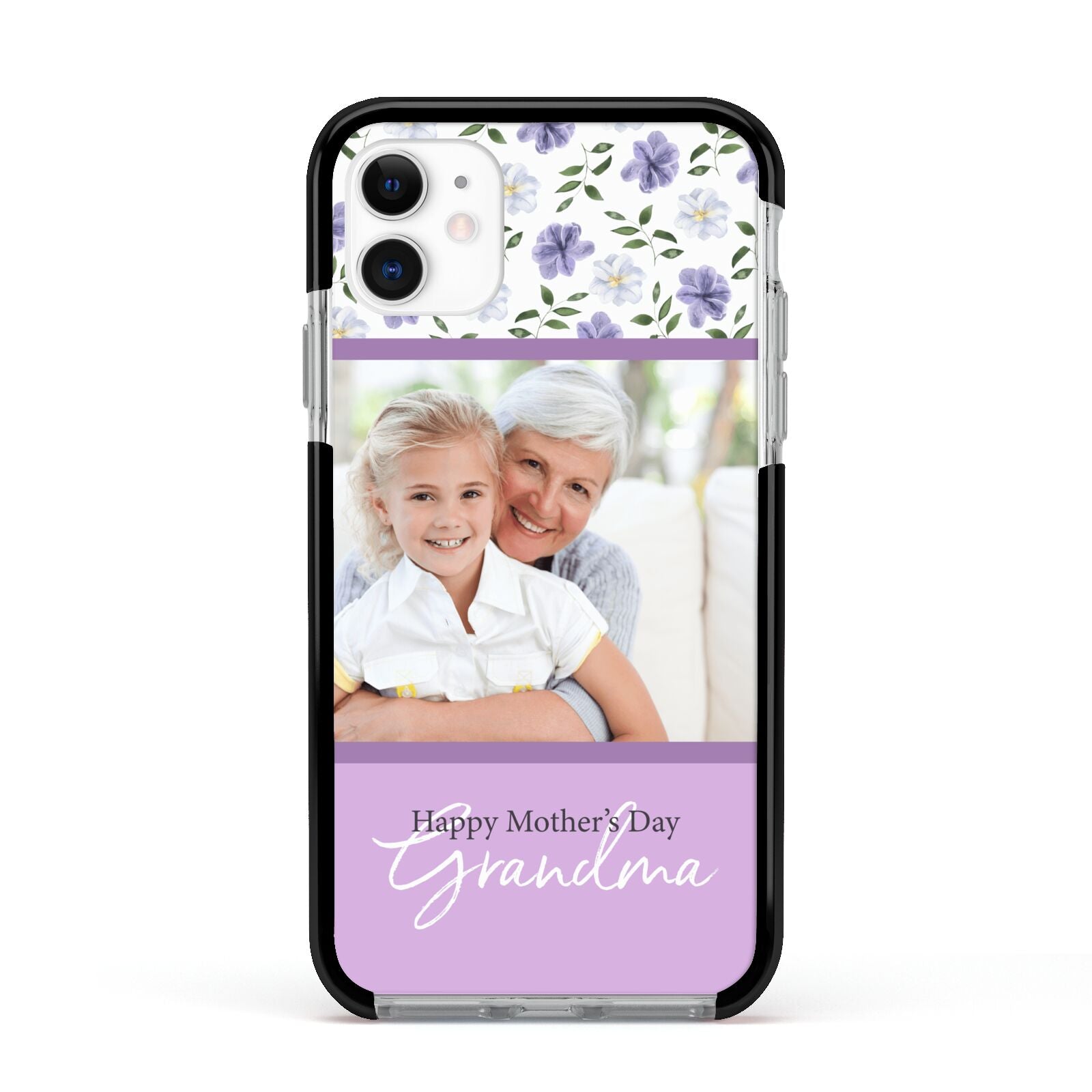 Personalised Grandma Mother s Day Apple iPhone 11 in White with Black Impact Case