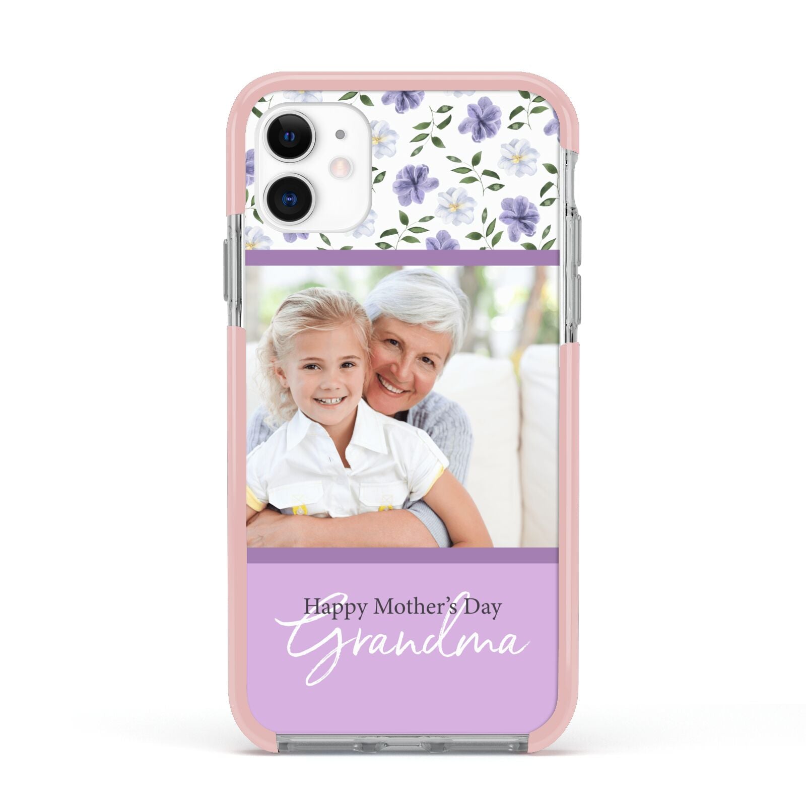 Personalised Grandma Mother s Day Apple iPhone 11 in White with Pink Impact Case