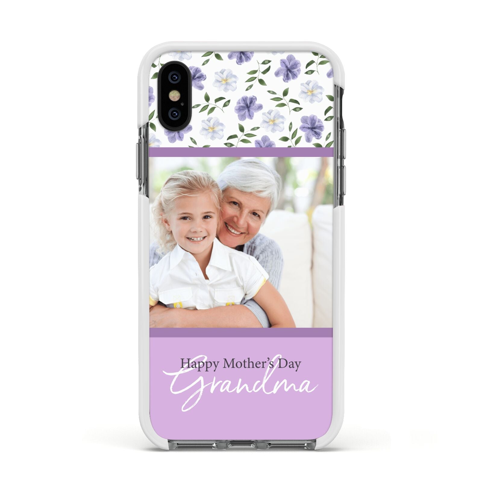 Personalised Grandma Mother s Day Apple iPhone Xs Impact Case White Edge on Black Phone