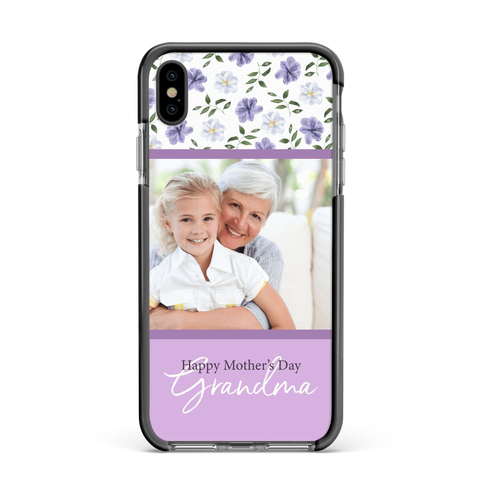 Personalised Grandma Mother s Day Apple iPhone Xs Max Impact Case Black Edge on Black Phone