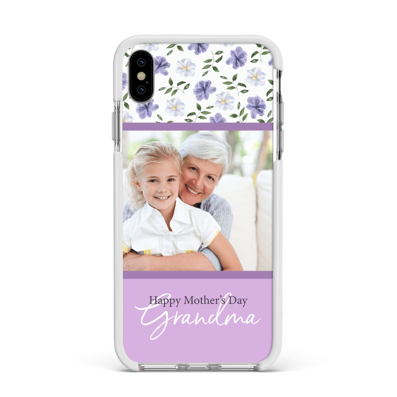 Personalised Grandma Mother s Day Apple iPhone Xs Max Impact Case White Edge on Silver Phone