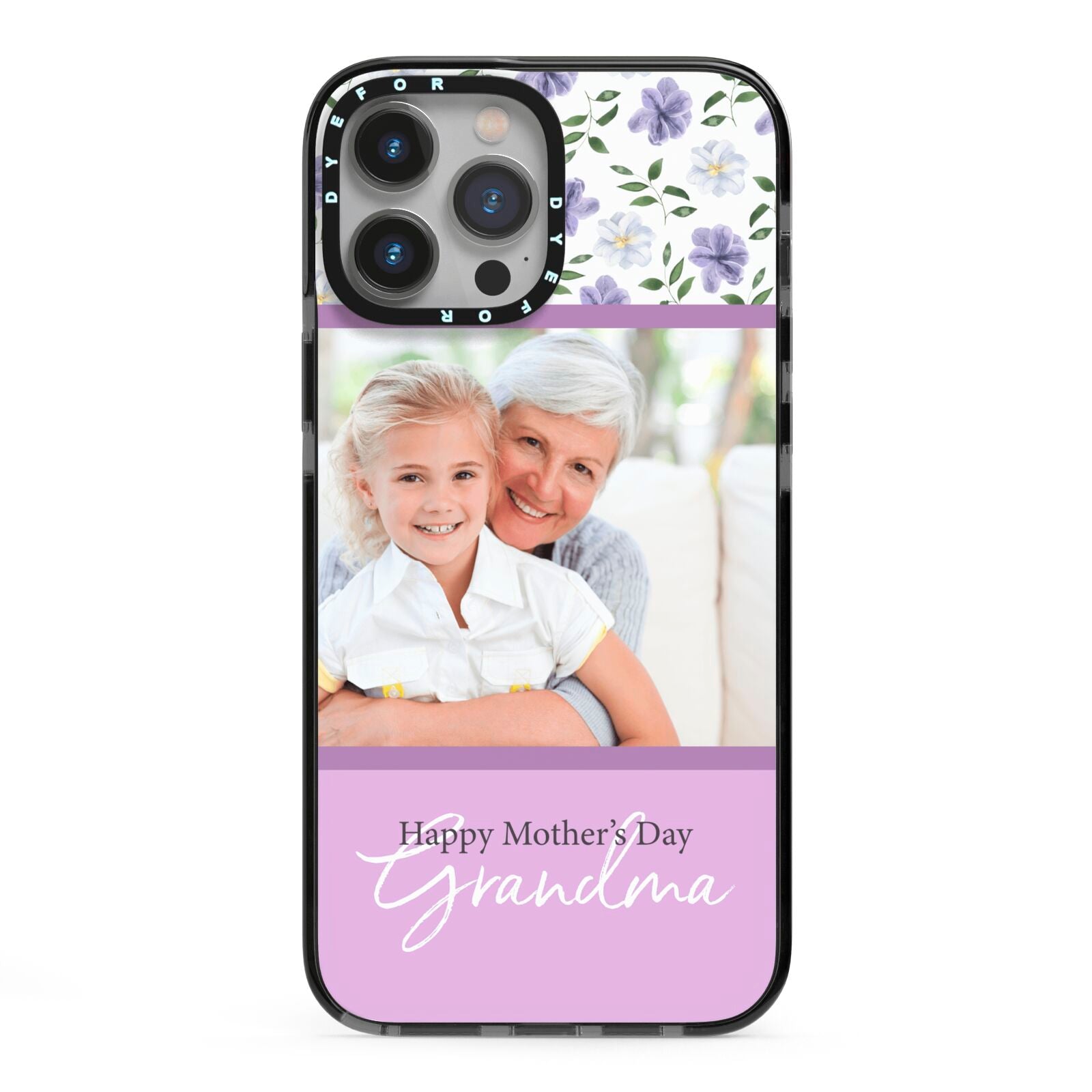 Personalised Grandma Mother s Day iPhone 13 Pro Max Black Impact Case on Silver phone