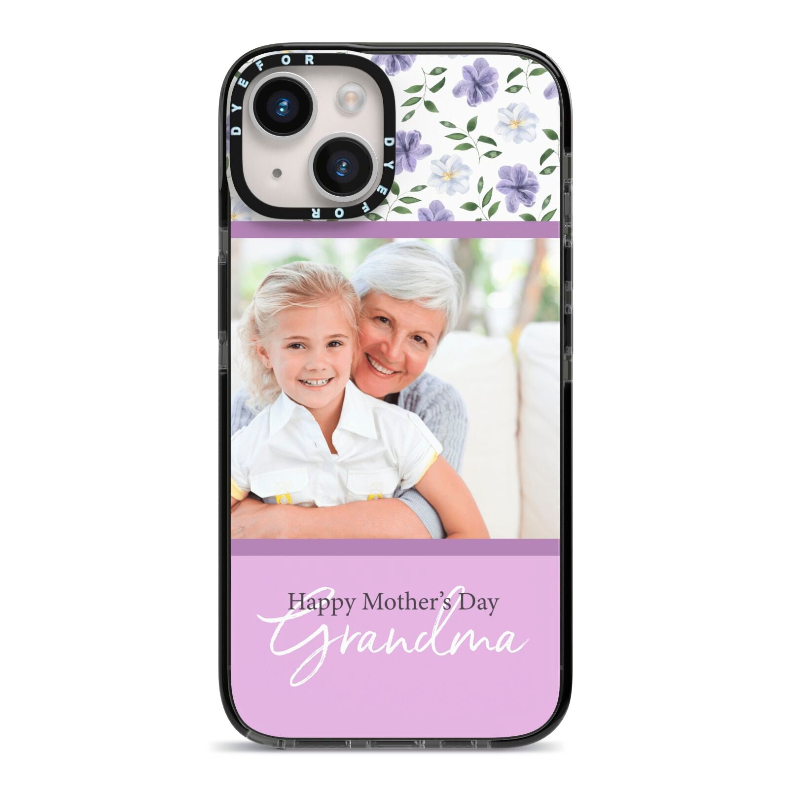 Personalised Grandma Mother s Day iPhone 14 Black Impact Case on Silver phone