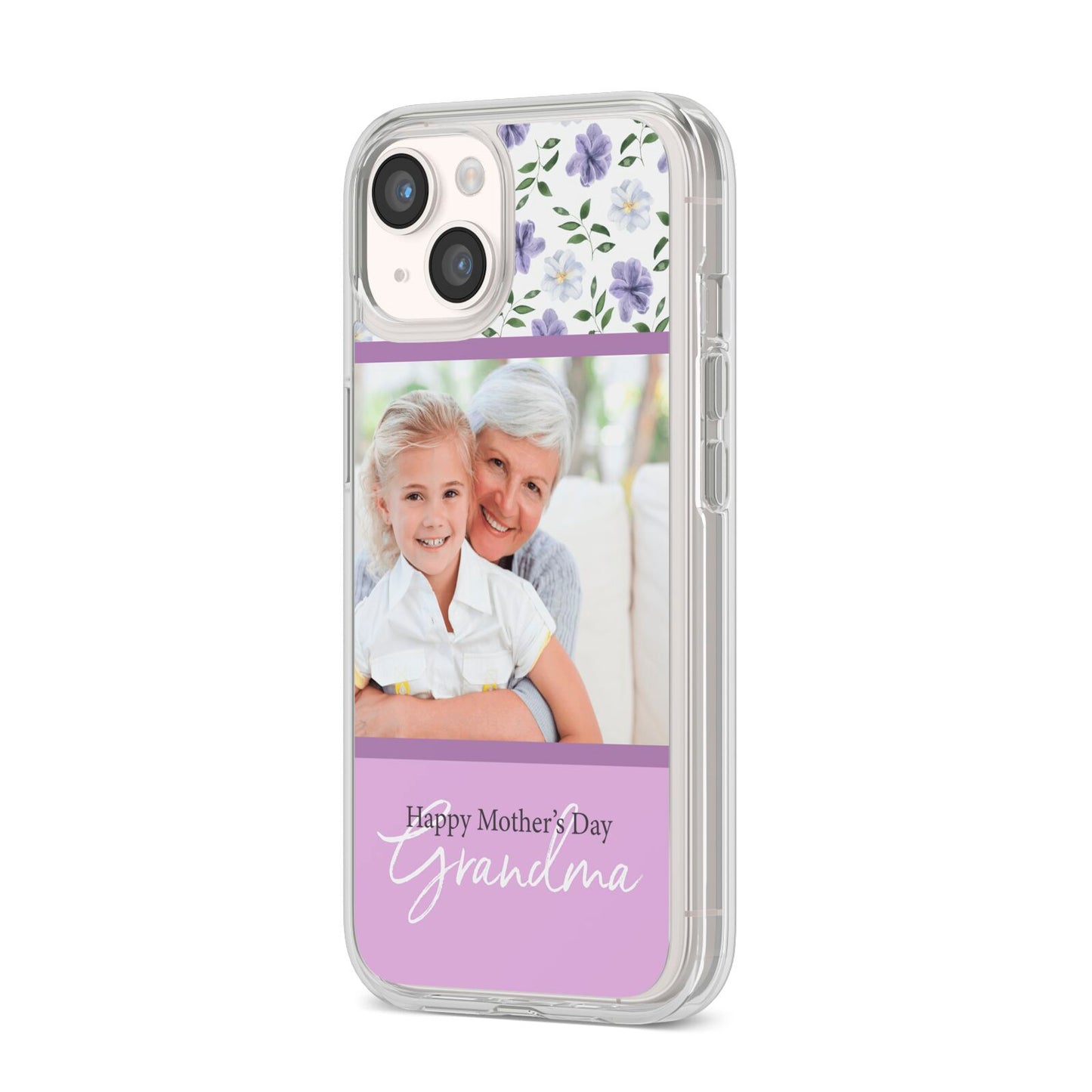 Personalised Grandma Mother s Day iPhone 14 Clear Tough Case Starlight Angled Image