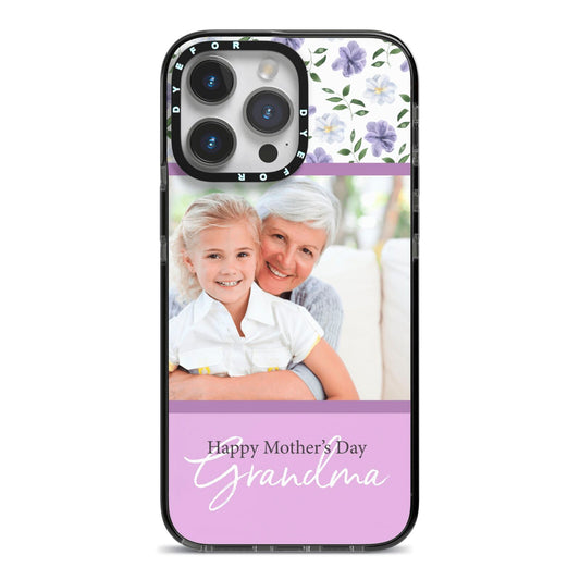 Personalised Grandma Mother s Day iPhone 14 Pro Max Black Impact Case on Silver phone