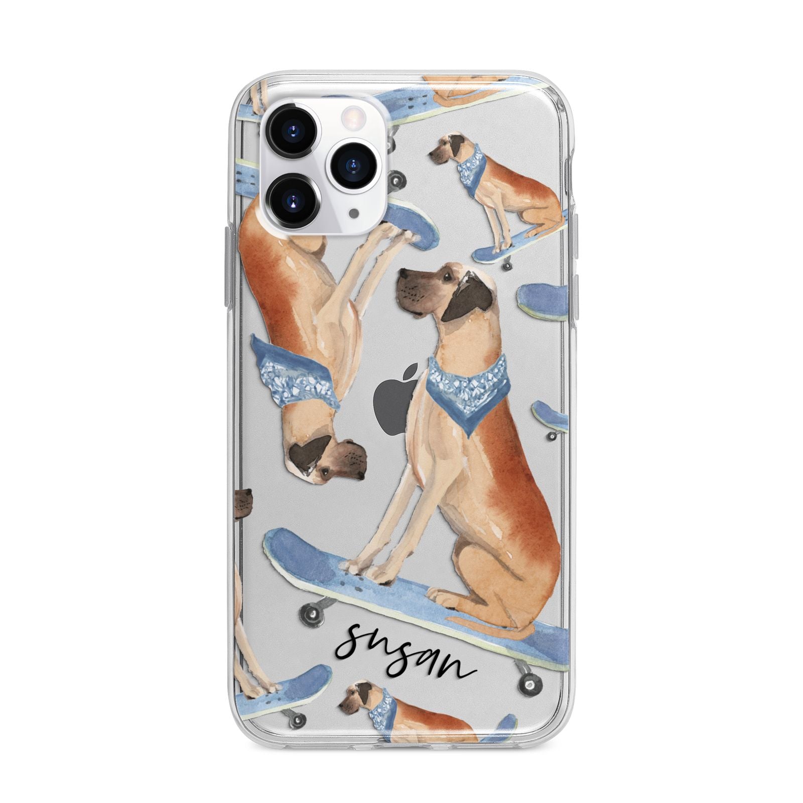 Personalised Great Dane Apple iPhone 11 Pro Max in Silver with Bumper Case