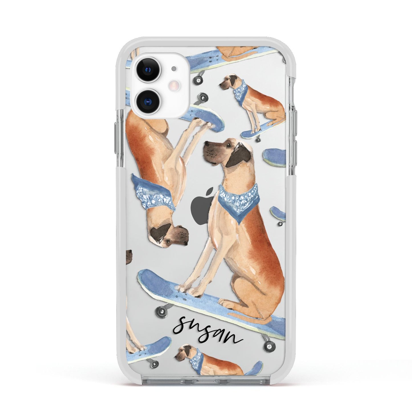 Personalised Great Dane Apple iPhone 11 in White with White Impact Case