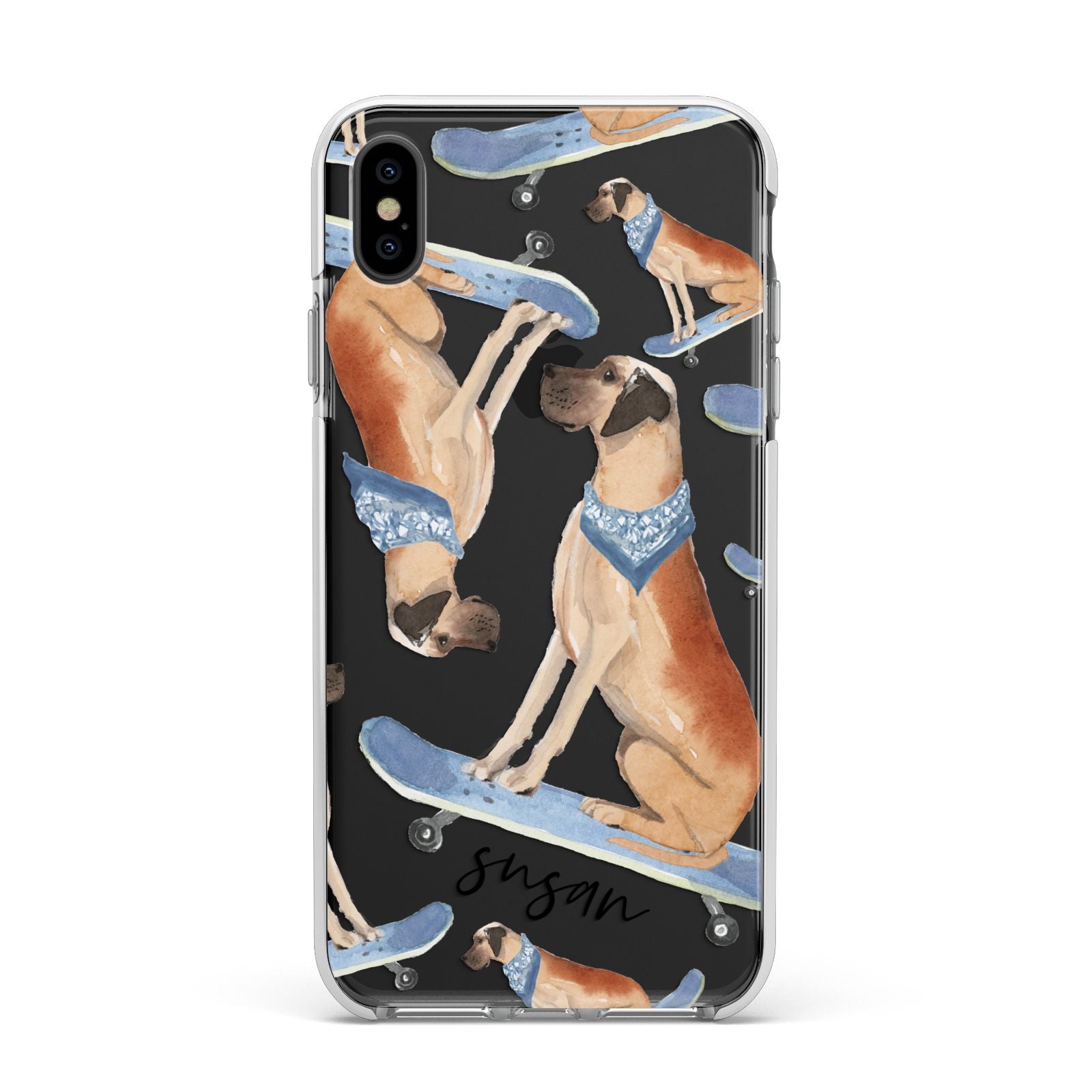 Personalised Great Dane Apple iPhone Xs Max Impact Case White Edge on Black Phone