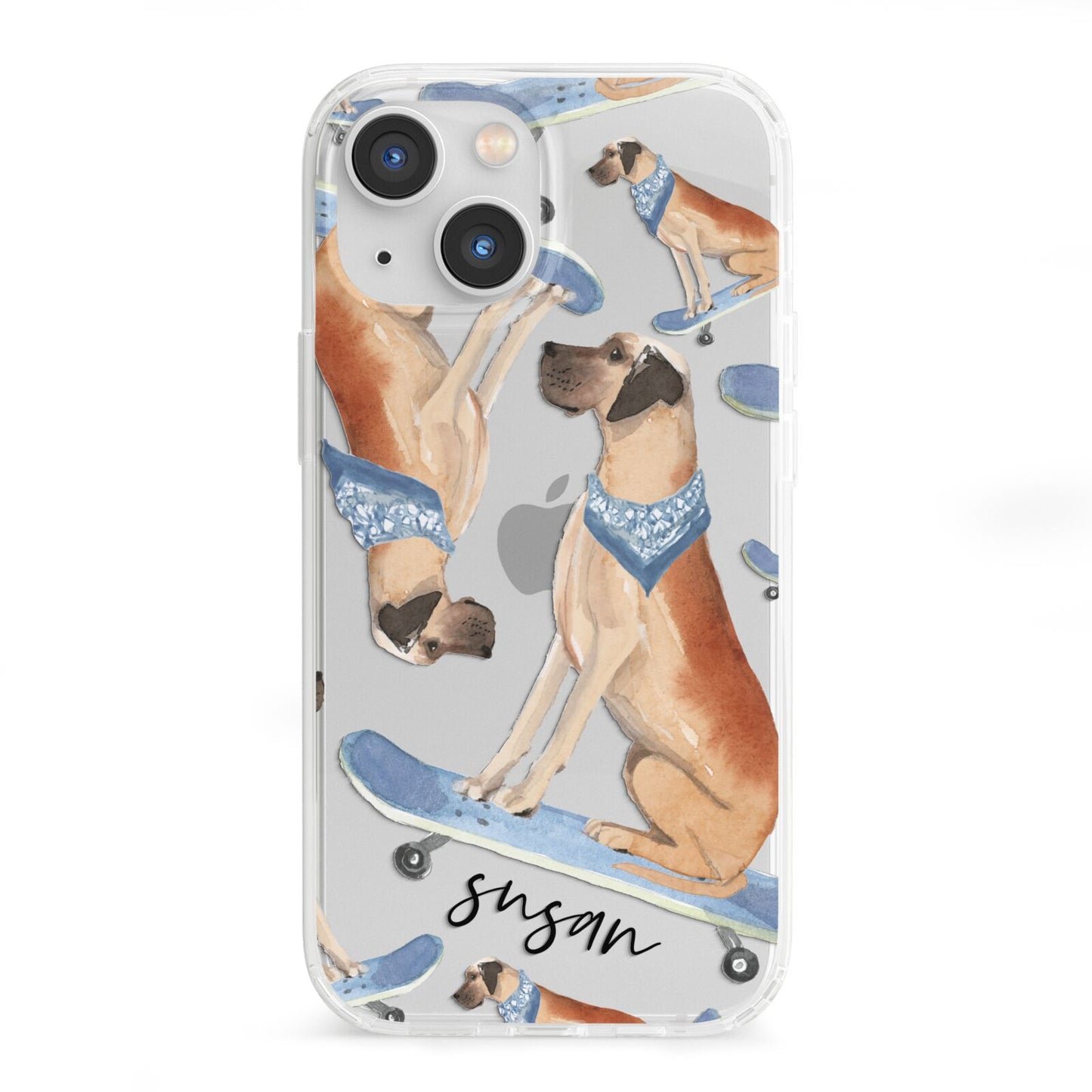 Personalised Great Dane iPhone 13 Mini Clear Bumper Case