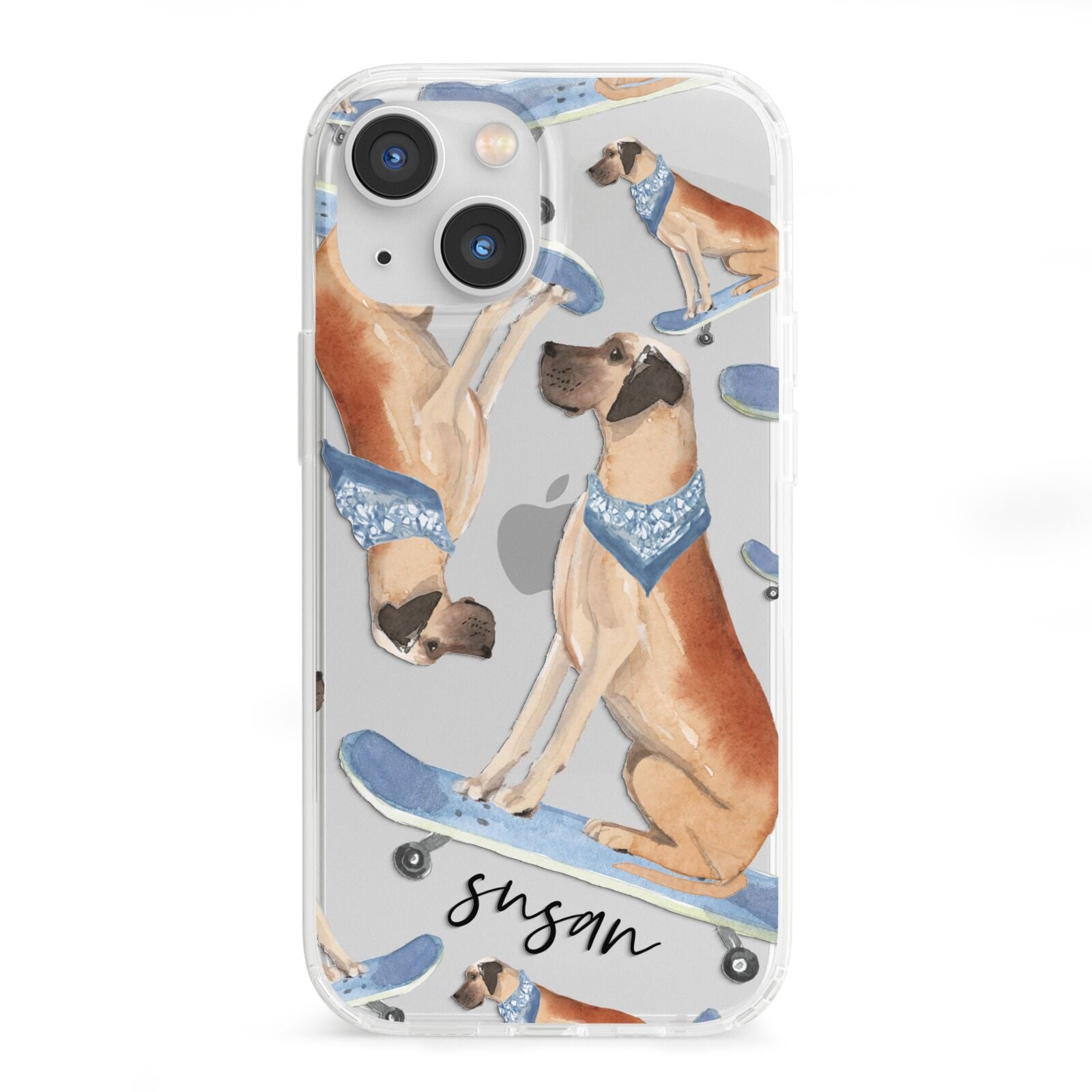 Personalised Great Dane iPhone 13 Mini Clear Bumper Case