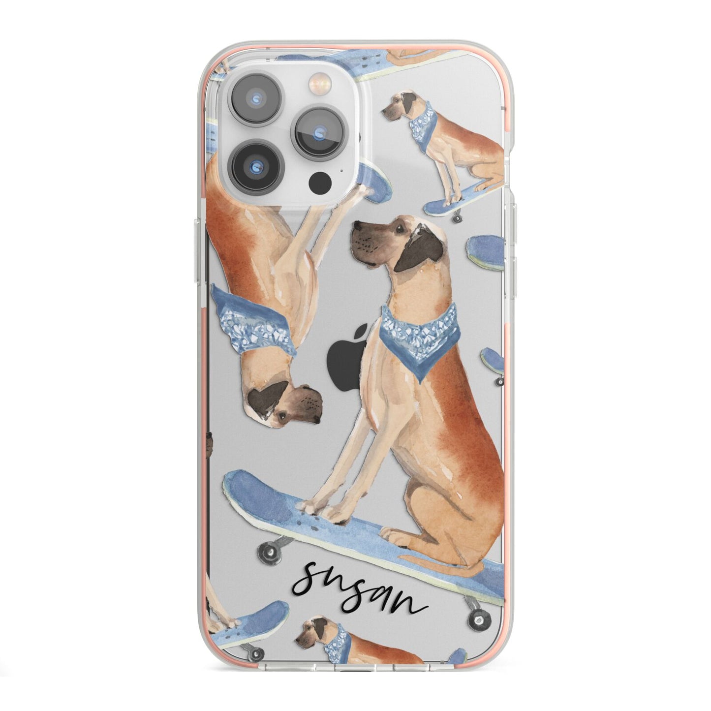 Personalised Great Dane iPhone 13 Pro Max TPU Impact Case with Pink Edges