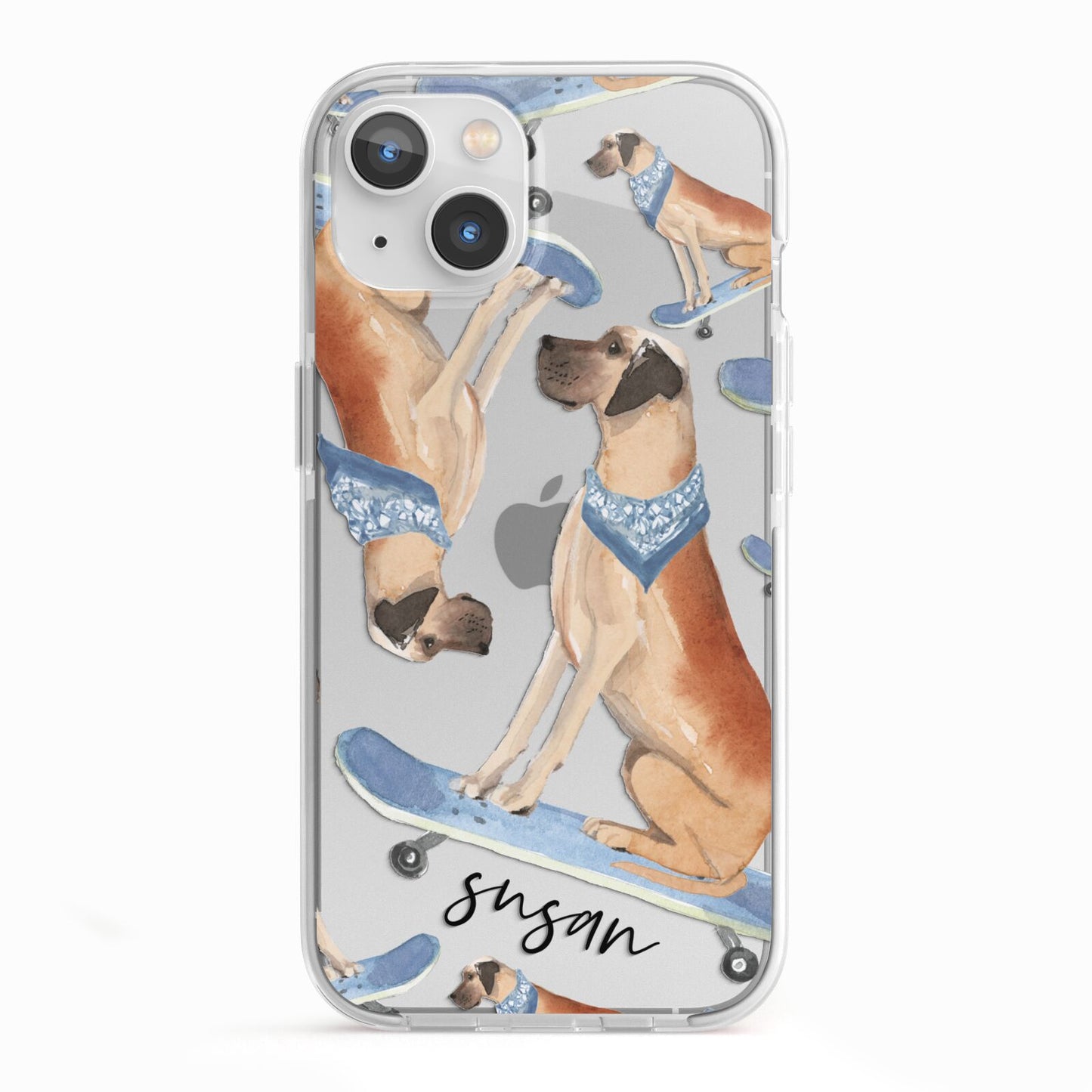 Personalised Great Dane iPhone 13 TPU Impact Case with White Edges