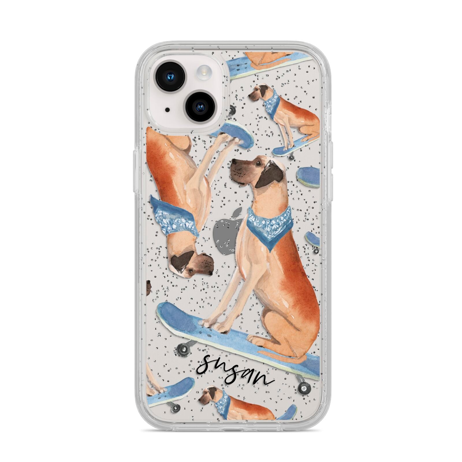 Personalised Great Dane iPhone 14 Plus Glitter Tough Case Starlight