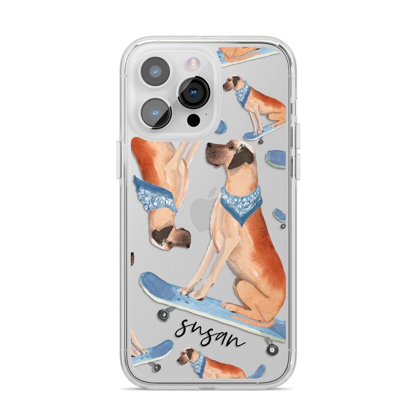 Personalised Great Dane iPhone 14 Pro Max Clear Tough Case Silver