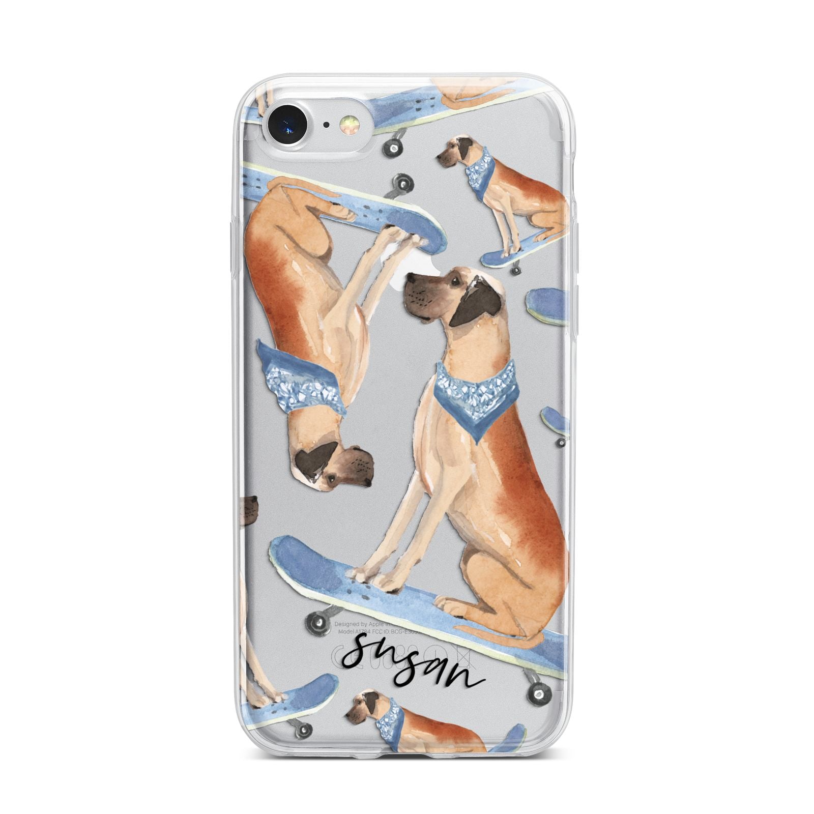 Personalised Great Dane iPhone 7 Bumper Case on Silver iPhone