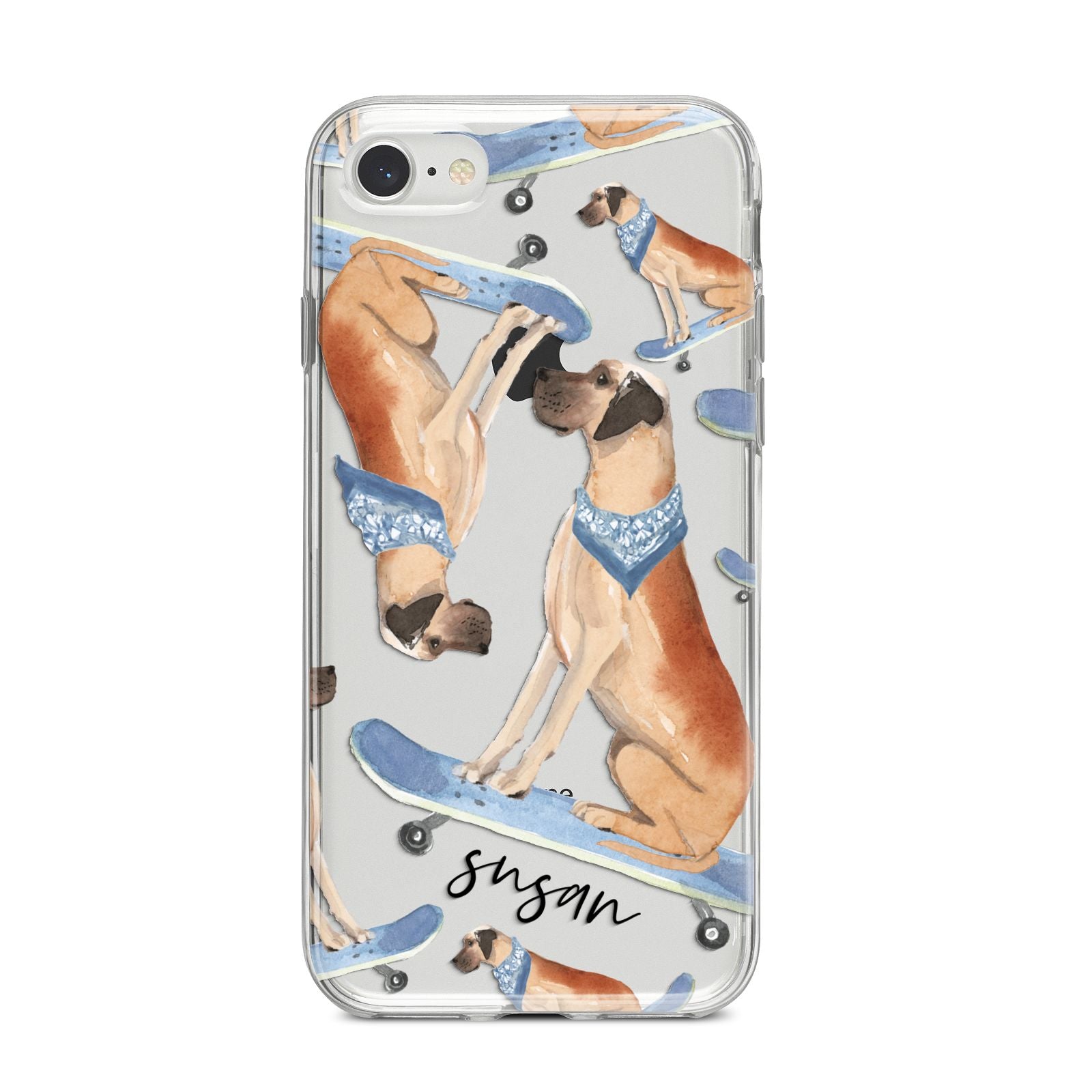 Personalised Great Dane iPhone 8 Bumper Case on Silver iPhone