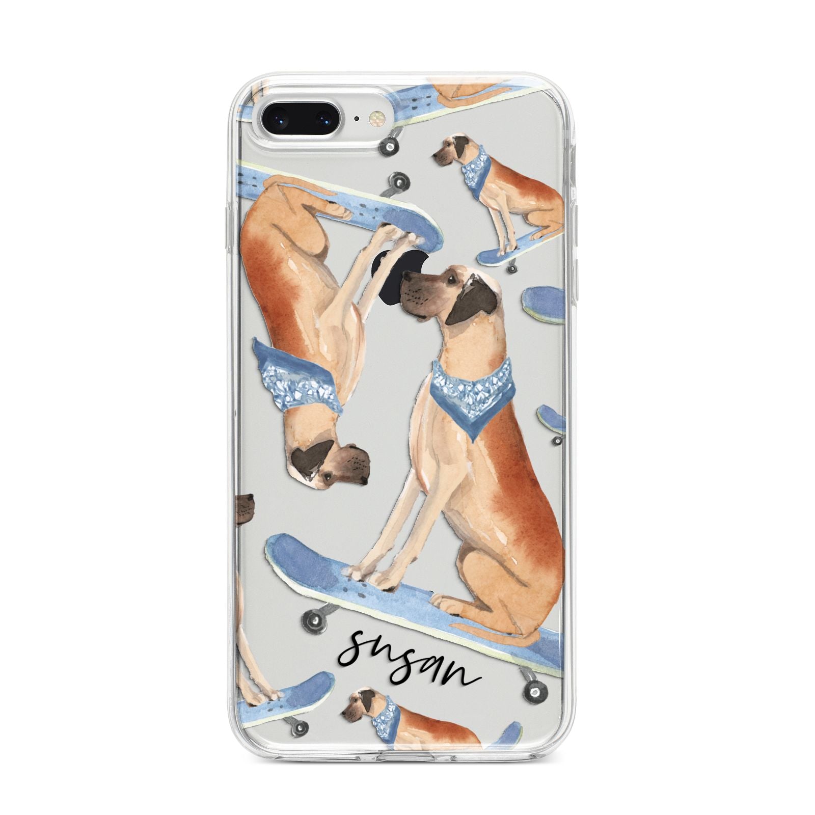 Personalised Great Dane iPhone 8 Plus Bumper Case on Silver iPhone
