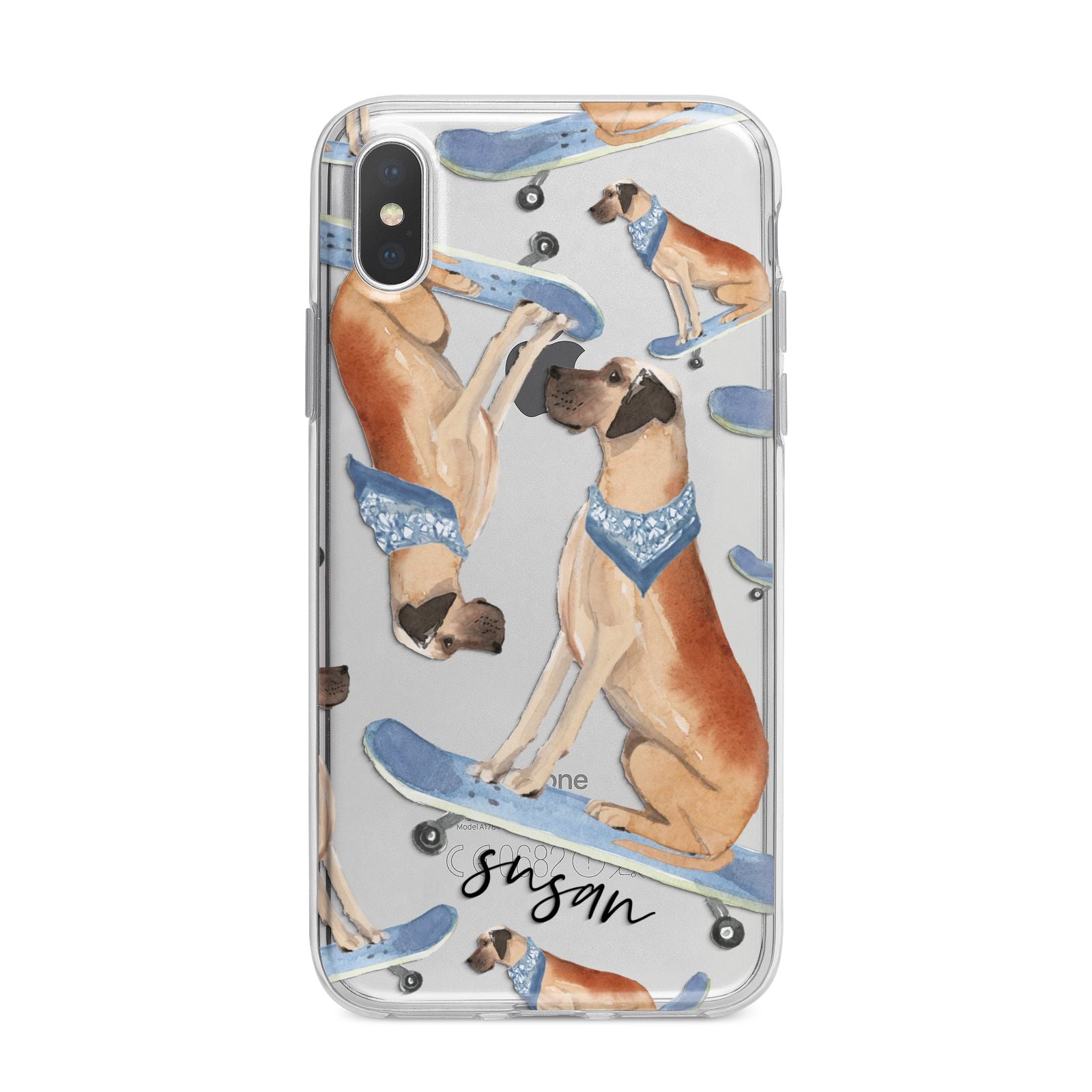 Personalised Great Dane iPhone X Bumper Case on Silver iPhone Alternative Image 1