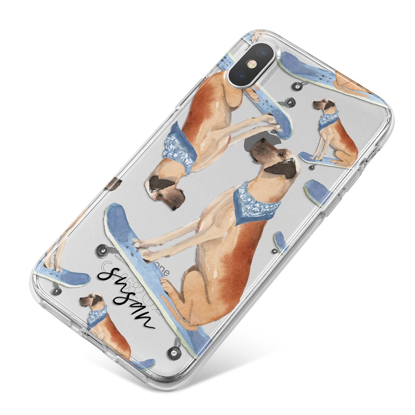 Personalised Great Dane iPhone X Bumper Case on Silver iPhone