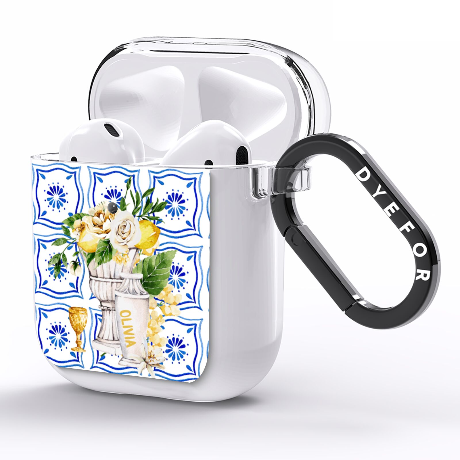 Personalised Greek Tiles AirPods Clear Case Side Image