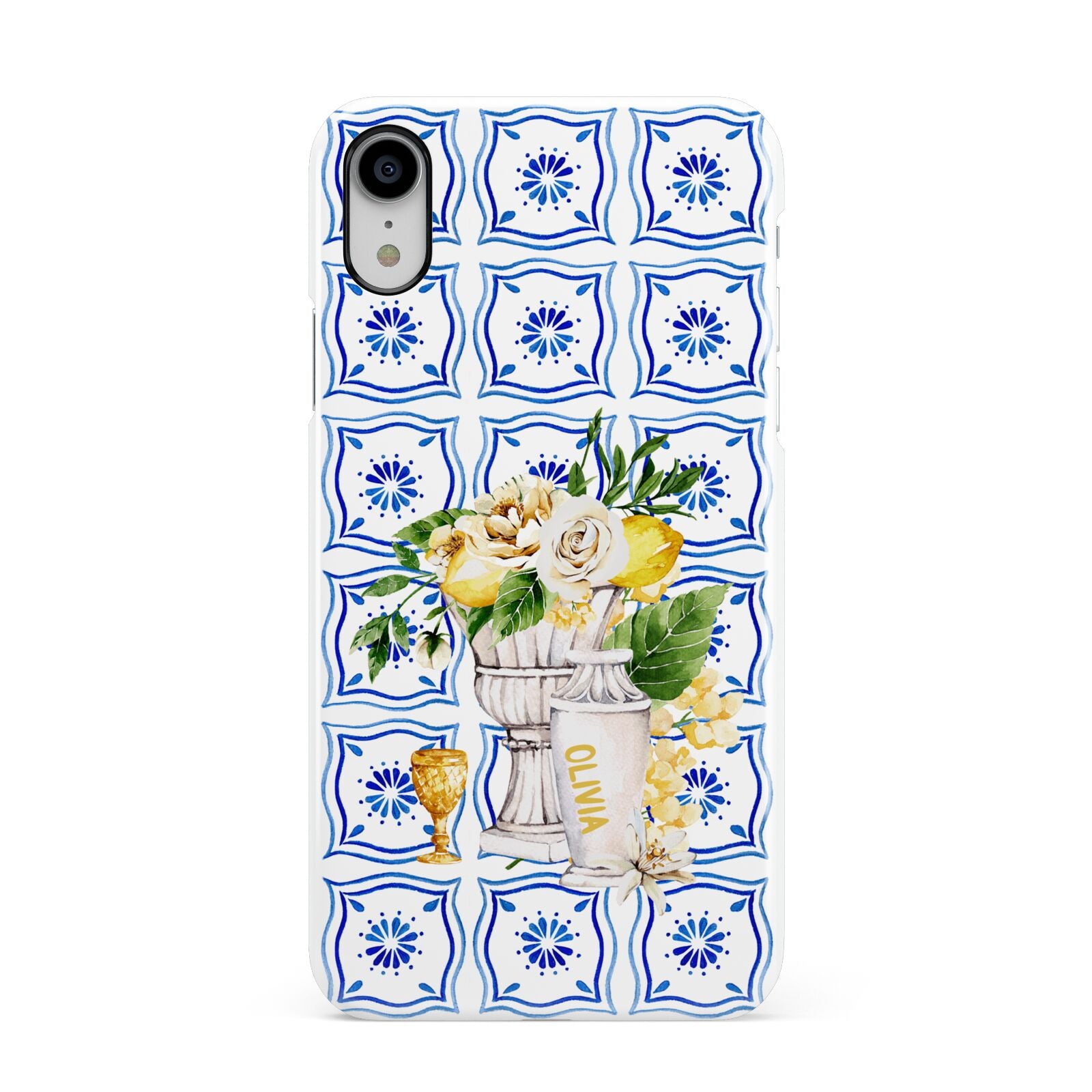 Personalised Greek Tiles Apple iPhone XR White 3D Snap Case
