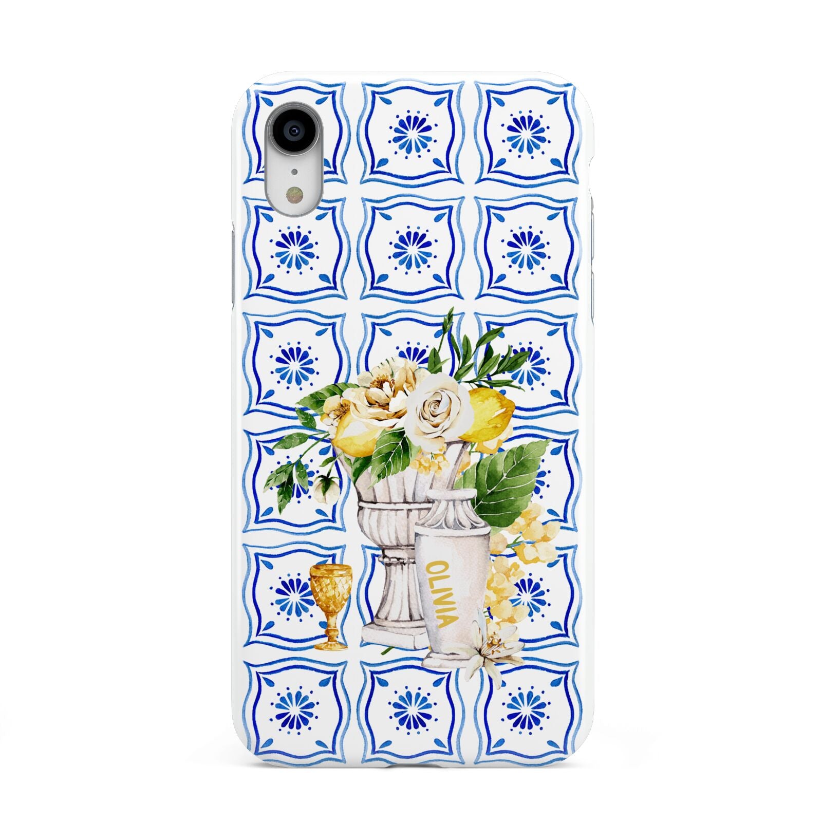 Personalised Greek Tiles Apple iPhone XR White 3D Tough Case