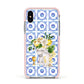 Personalised Greek Tiles Apple iPhone Xs Impact Case Pink Edge on Silver Phone