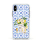 Personalised Greek Tiles Apple iPhone Xs Impact Case White Edge on Silver Phone