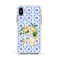 Personalised Greek Tiles Apple iPhone Xs Impact Case White Edge on Silver Phone