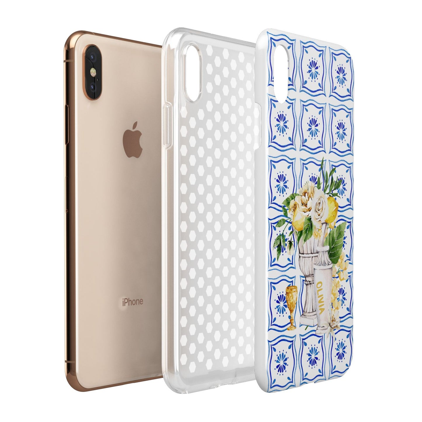 Personalised Greek Tiles Apple iPhone Xs Max 3D Tough Case Expanded View