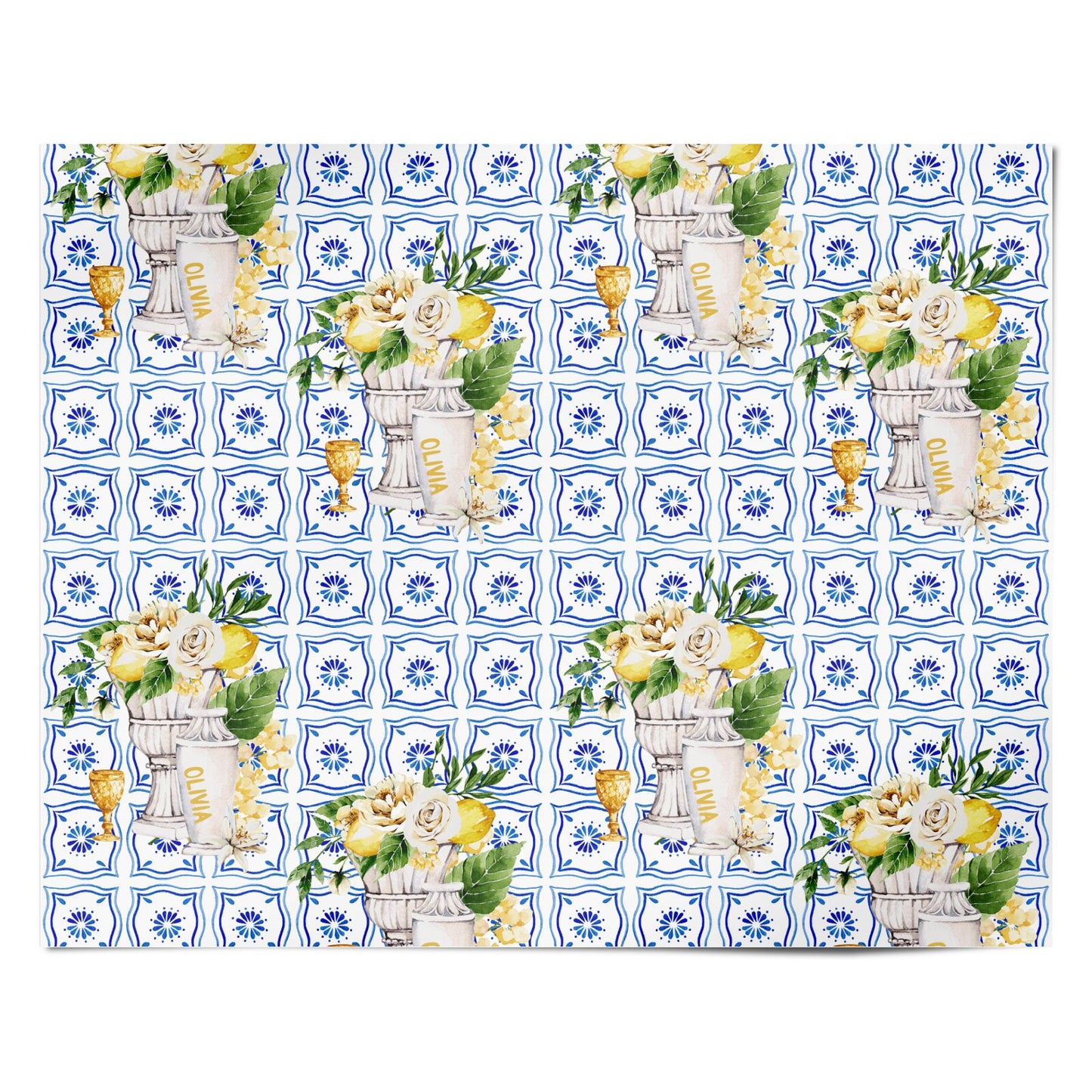 Personalised Greek Tiles Personalised Wrapping Paper Alternative
