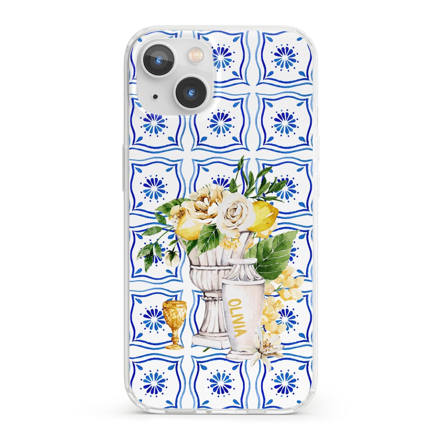 Personalised Greek Tiles iPhone 13 Clear Bumper Case