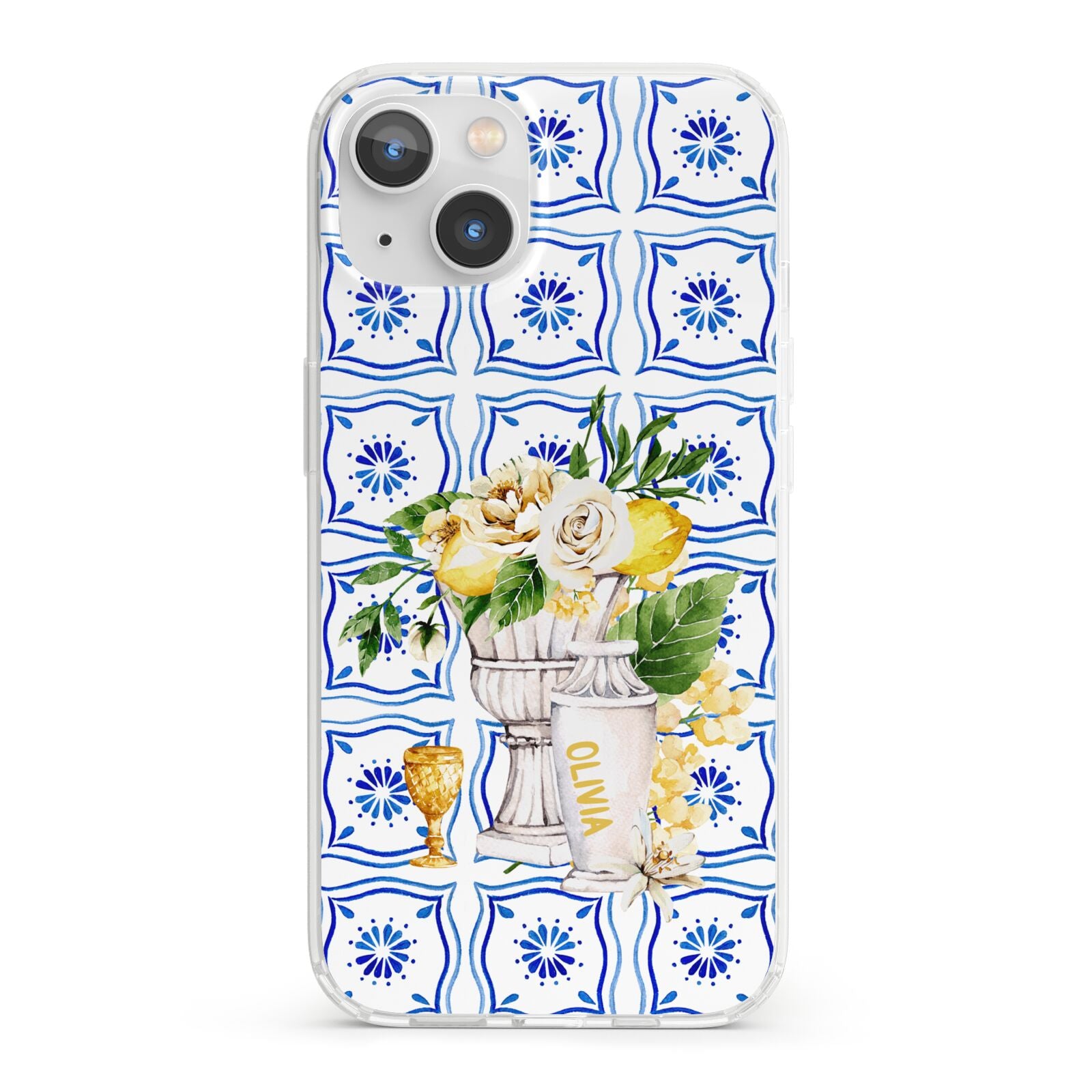 Personalised Greek Tiles iPhone 13 Clear Bumper Case