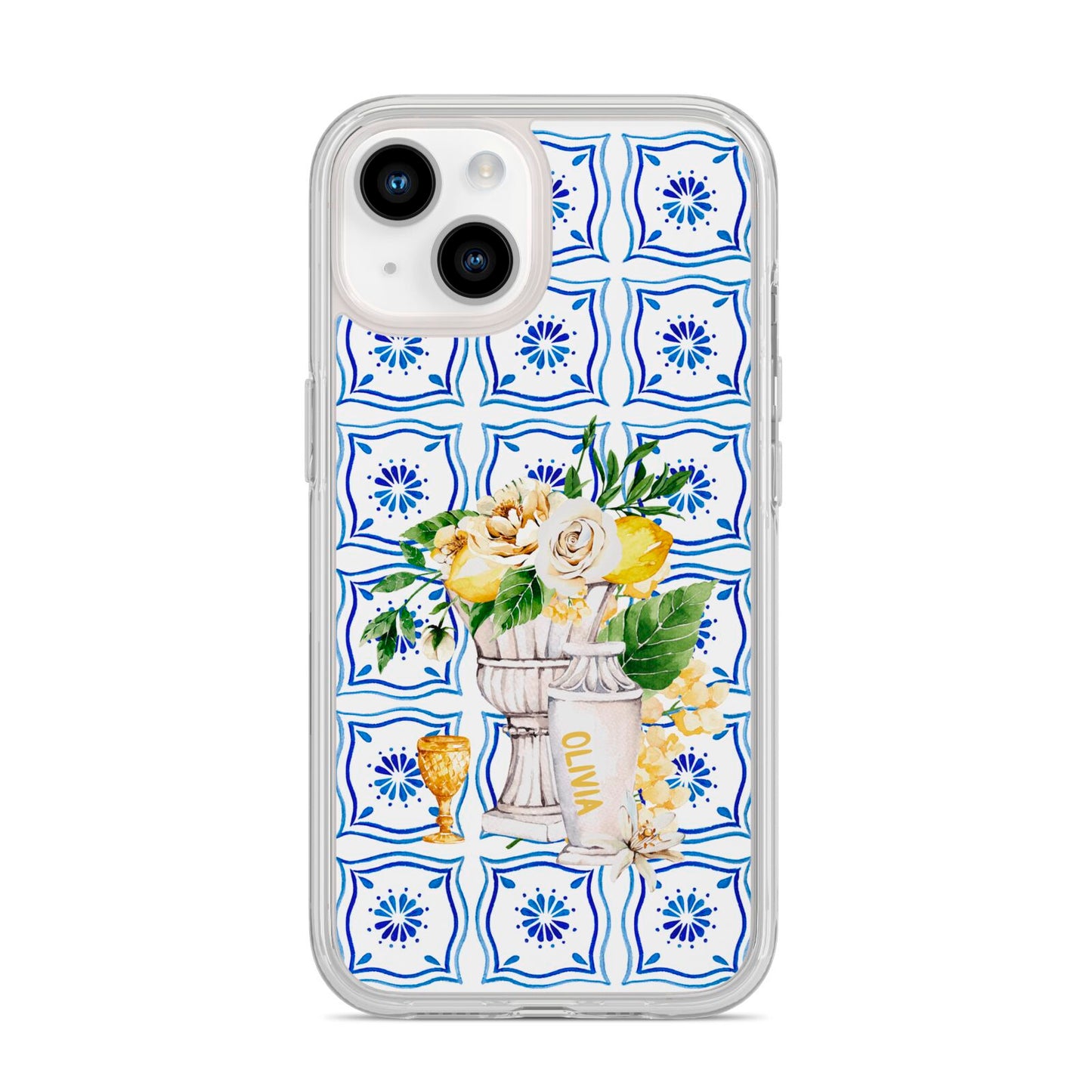 Personalised Greek Tiles iPhone 14 Clear Tough Case Starlight