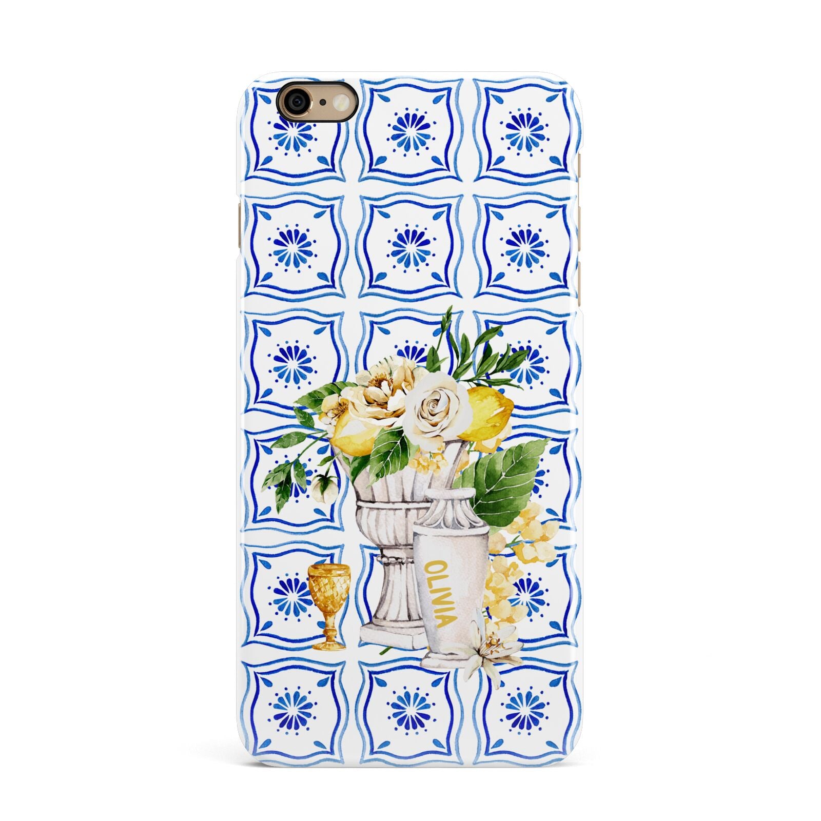 Personalised Greek Tiles iPhone 6 Plus 3D Snap Case on Gold Phone