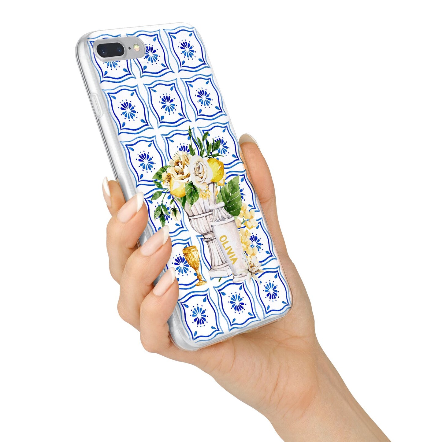 Personalised Greek Tiles iPhone 7 Plus Bumper Case on Silver iPhone Alternative Image