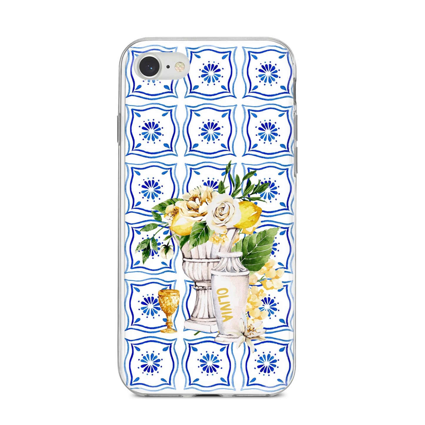 Personalised Greek Tiles iPhone 8 Bumper Case on Silver iPhone