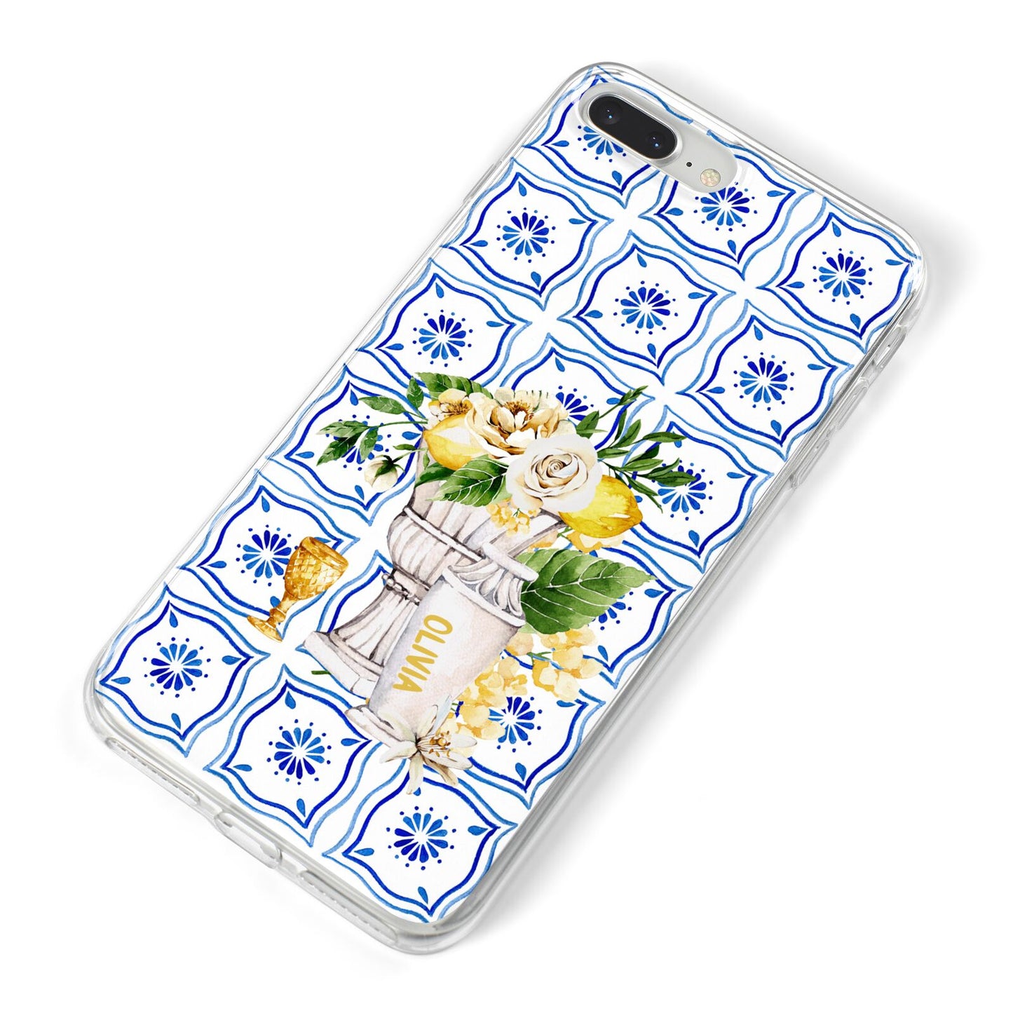 Personalised Greek Tiles iPhone 8 Plus Bumper Case on Silver iPhone Alternative Image
