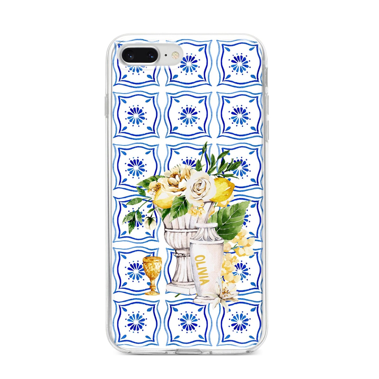 Personalised Greek Tiles iPhone 8 Plus Bumper Case on Silver iPhone