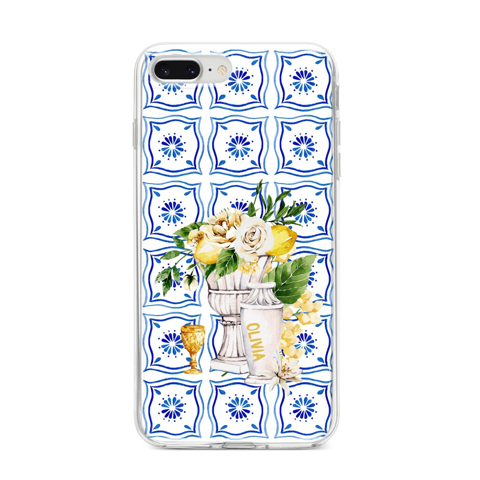 Personalised Greek Tiles iPhone 8 Plus Bumper Case on Silver iPhone
