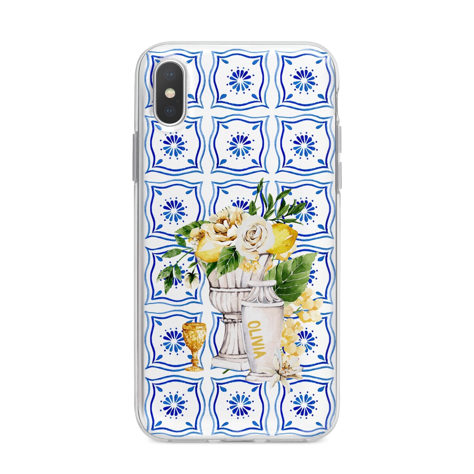 Personalised Greek Tiles iPhone X Bumper Case on Silver iPhone Alternative Image 1