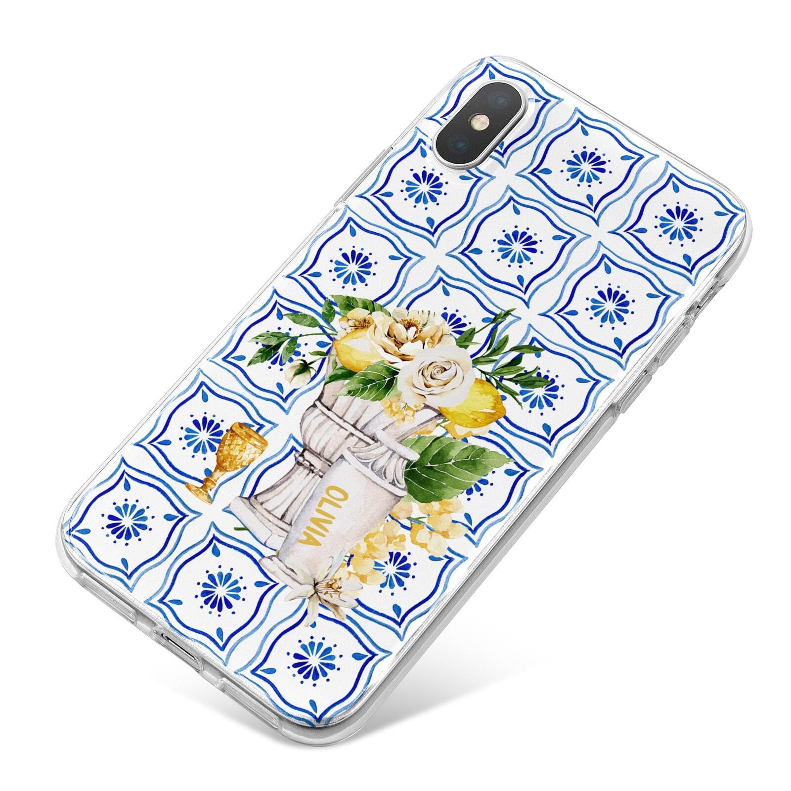 Personalised Greek Tiles iPhone X Bumper Case on Silver iPhone