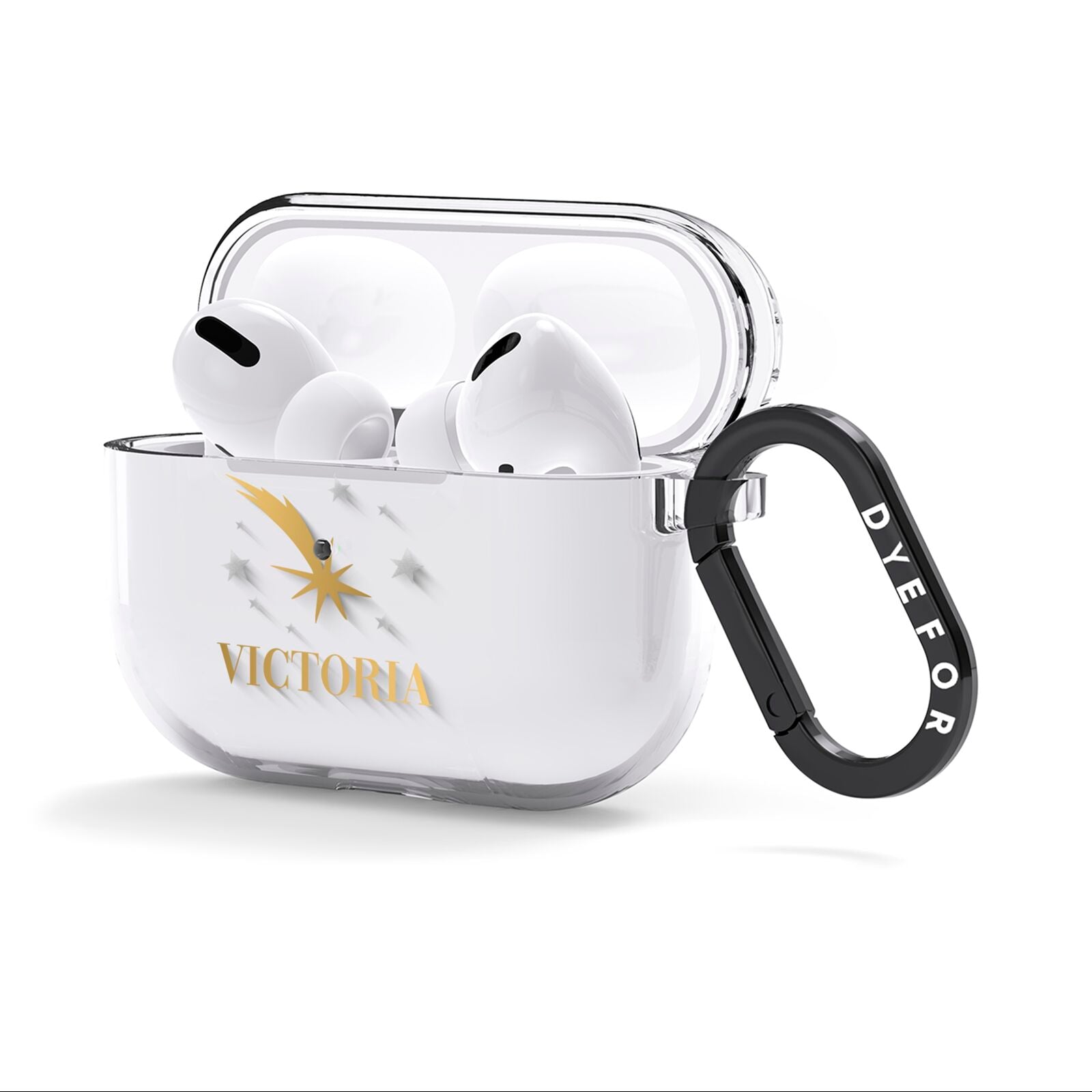 Personalised Green Cloud Stars AirPods Clear Case 3rd Gen Side Image
