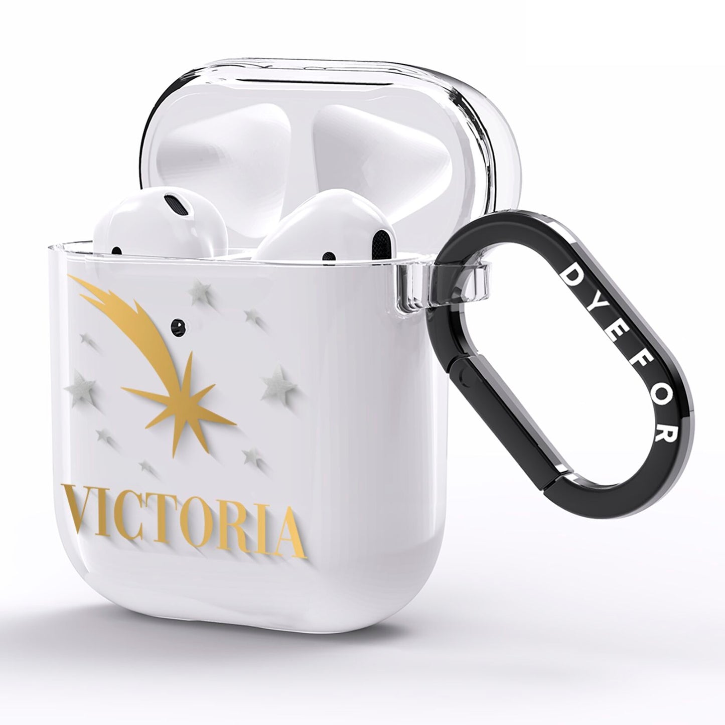 Personalised Green Cloud Stars AirPods Clear Case Side Image
