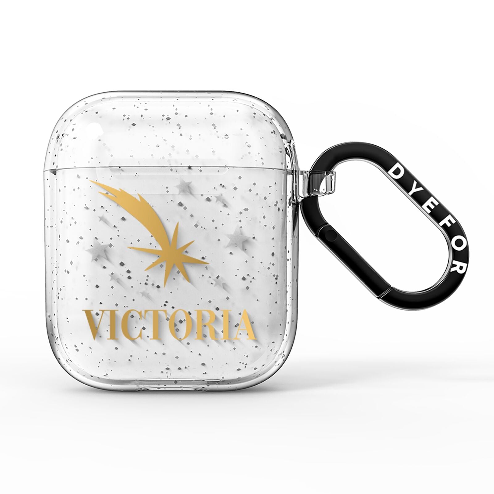 Personalised Green Cloud Stars AirPods Glitter Case