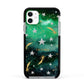 Personalised Green Cloud Stars Apple iPhone 11 in White with Black Impact Case
