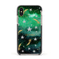 Personalised Green Cloud Stars Apple iPhone Xs Impact Case Black Edge on Gold Phone