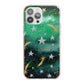 Personalised Green Cloud Stars iPhone 13 Pro Max TPU Impact Case with Pink Edges